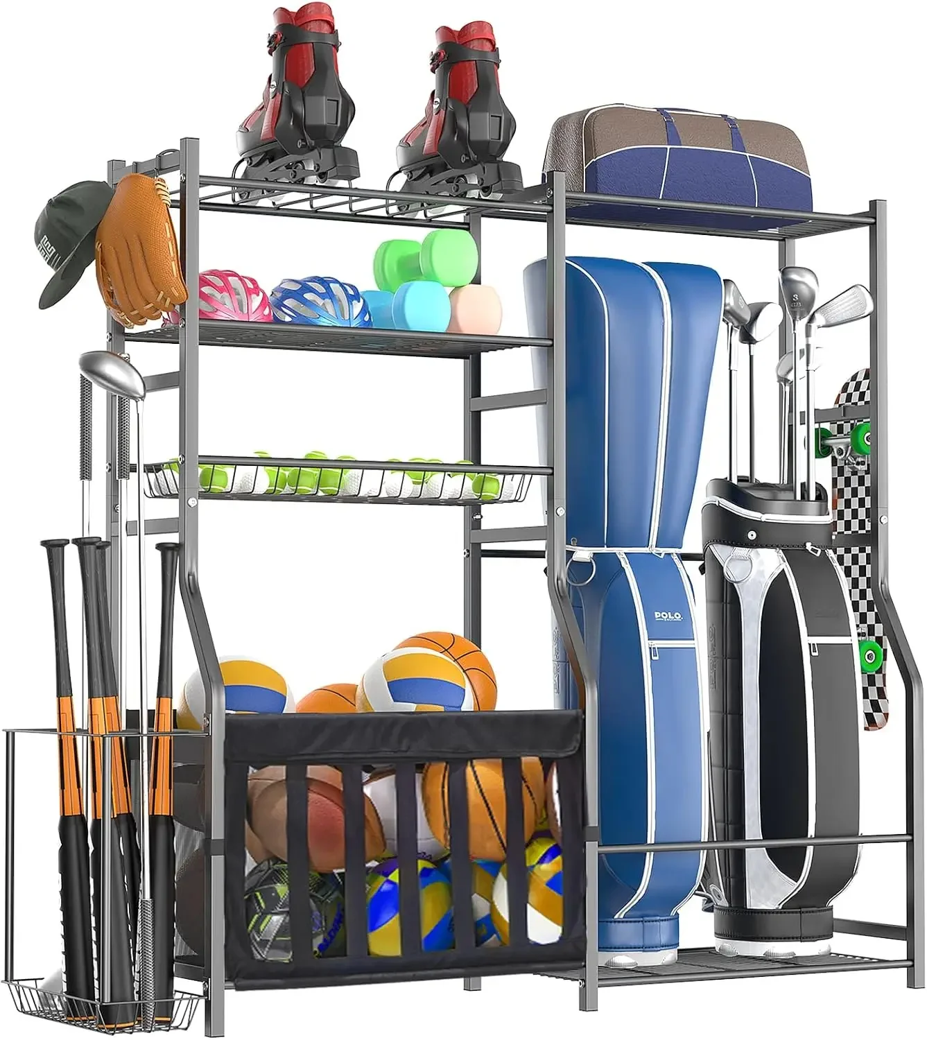 Sports Equipment Bat - Heavy Duty Garage Sports Equipment Organizer