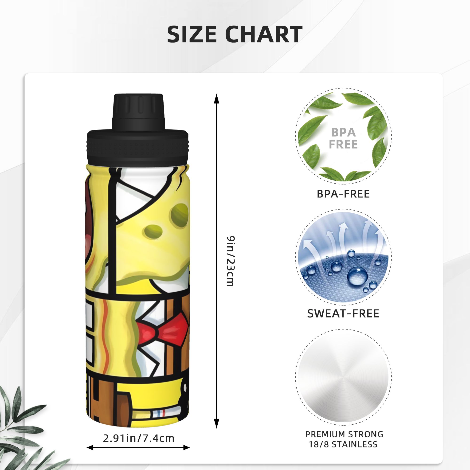 Spongebobs Cartoon 18OZ Sports - Sports Water Bottle Insulated ulasan dan harga