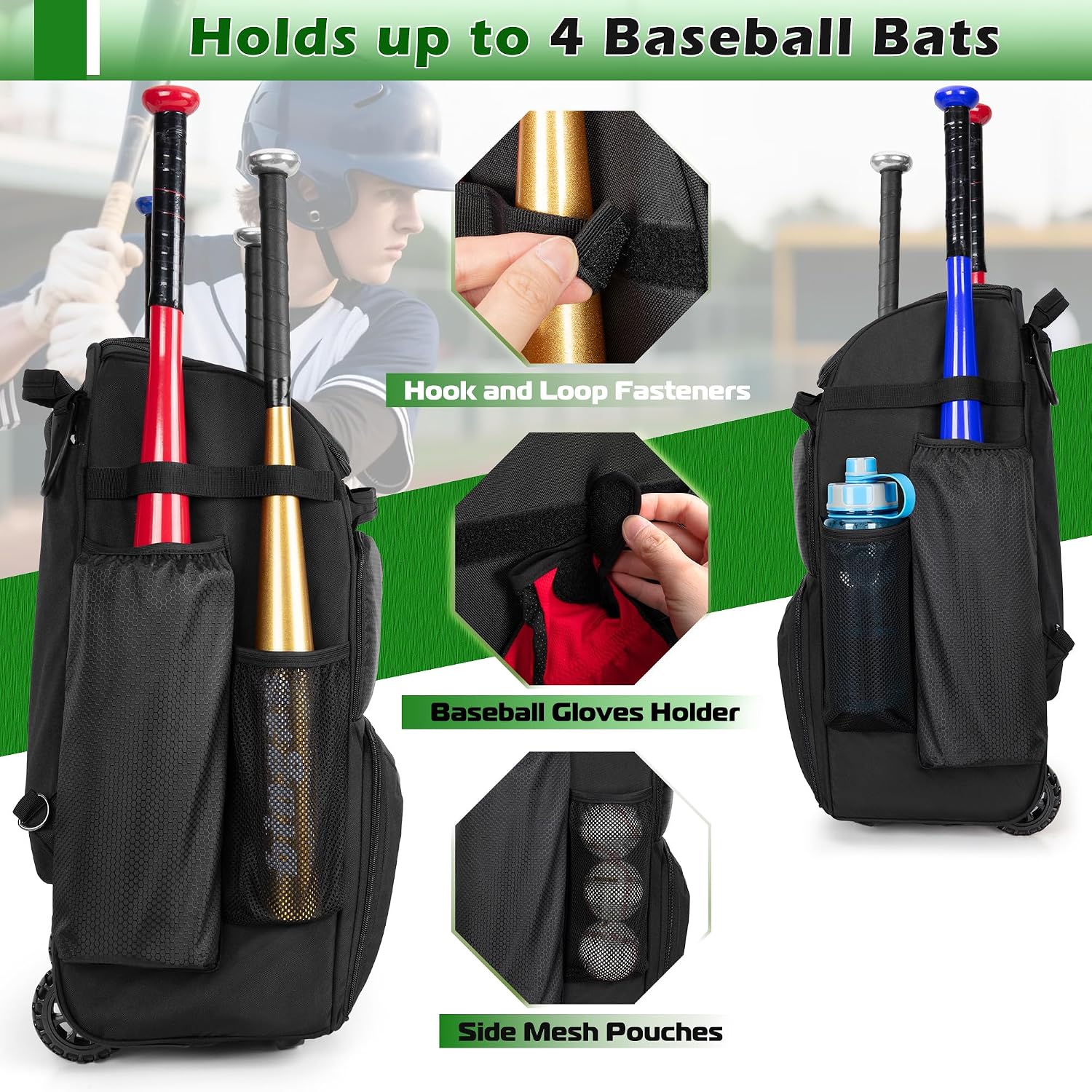 Rolling Baseball Backpack With - Sports Equipment Bat ulasan dan harga