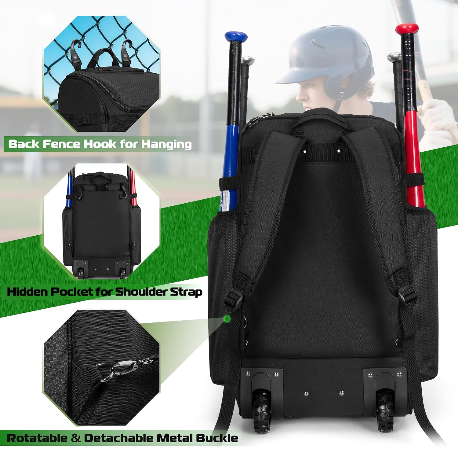 Rolling Baseball Backpack With - Sports Equipment Bat ulasan dan harga